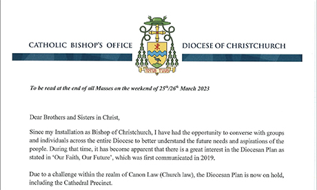 Christchurch diocese publishes the letter